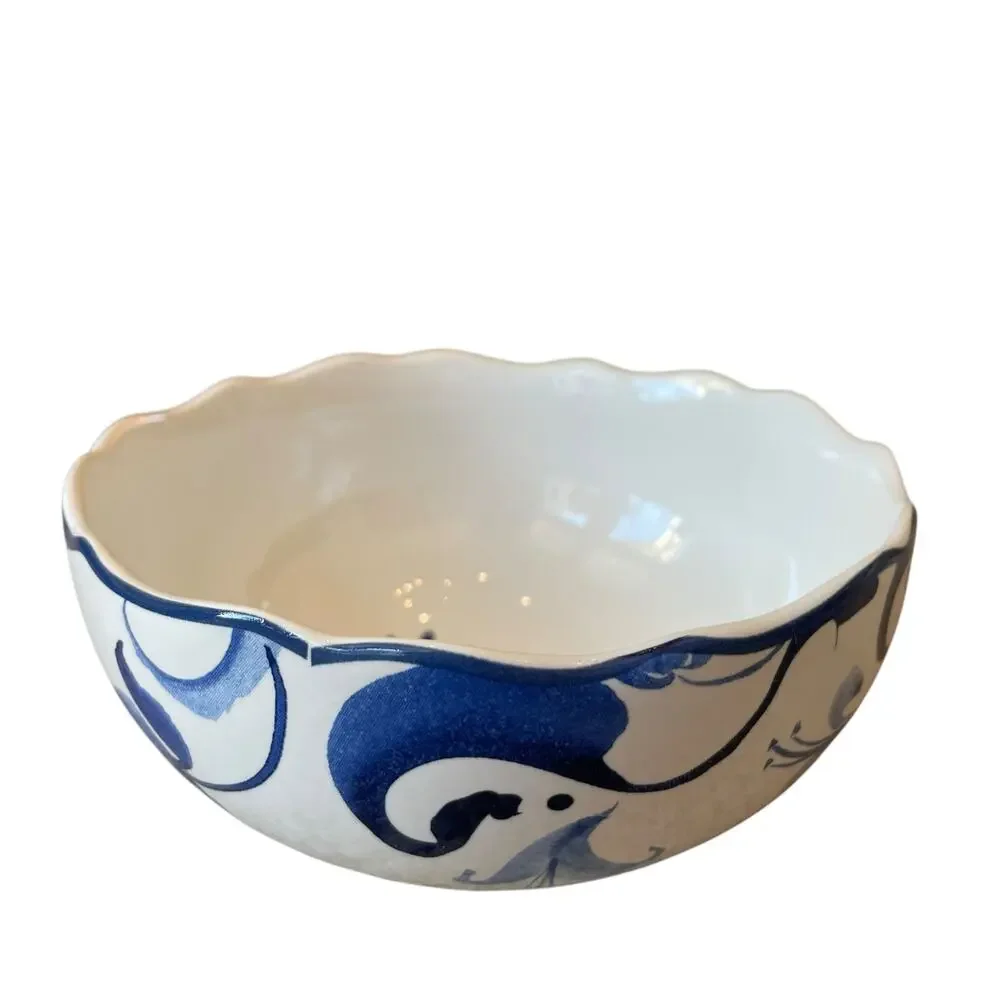 222 Fifth AYLA Blue Floral Porcelain 7in Cereal Bowls Set of 4 Spring Easter New